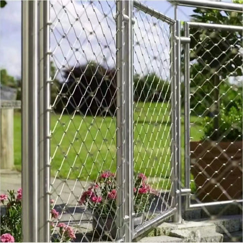 Built Like A Tank 304 Stainless Steel Flexible Cable Safety Net For Balcony Stair Guards, No Sweat Child Pet Barrier Mesh, Heavy Duty Braided Wire Fence Panel Kit 1.5mm X 1.5By2Meters Silver, outdoor garden fence with flowers.