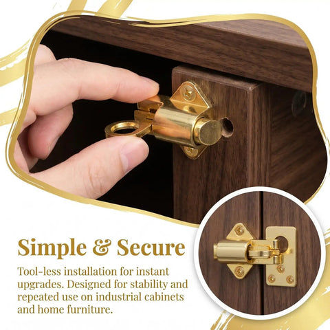 Hand installing Spring Loaded Zinc Alloy Cabinet Lock With Self Locking Bolt No Hassle Install for doors and cabinets.