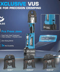 18V Cordless Hydraulic Pro Press Tool With 22kN Crimp Force For Copper Pipe Half Inch Three Quarter Inch And One Inch Heavy Duty Plumbing And HVAC Brushless Motor Long Lasting 4Ah Battery with 1/2, 3/4, and 1 press jaws
