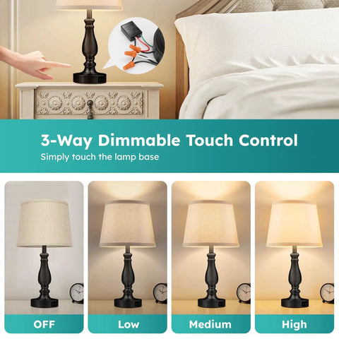 Two Pack Touch Lamp Control Module With Three Level Dimming For Desk Lamps Sensor Replacement Kit With Wire Caps Easy Install No Fuss Works With Lamps That Have Metal Bases And Dimmable LED Bulbs, 3-way touch lamp