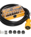 Heavy Duty 7 Way Inline Trailer Wiring Harness With 8 Foot Cord And 7 Terminal Junction Box Featuring Clear Waterproof Cover For RV Camper Trailer Lights Built For The Long Haul with clear cover and connectors.