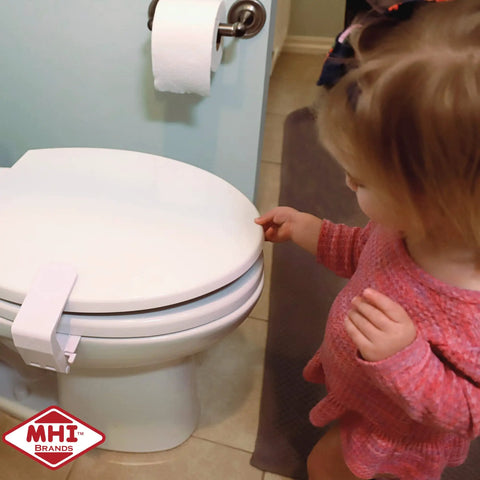 Lid Lok Toilet Seat Safety Latch For Easy One Hand Lock White 1 Pack Tool Free Install fits most standard toilets with toddler nearby