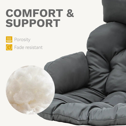 Gray cushion of Egg Chair With Stand For Indoor And Outdoor Use, Hanging Rattan Wicker Swing Chair With Cushion, 300 Lb Weight Capacity.