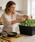 Hydroponic Growing Box For Home And Small Farm Soilless Cultivation System With 15 Pod Kit ABS Construction in kitchen scene.