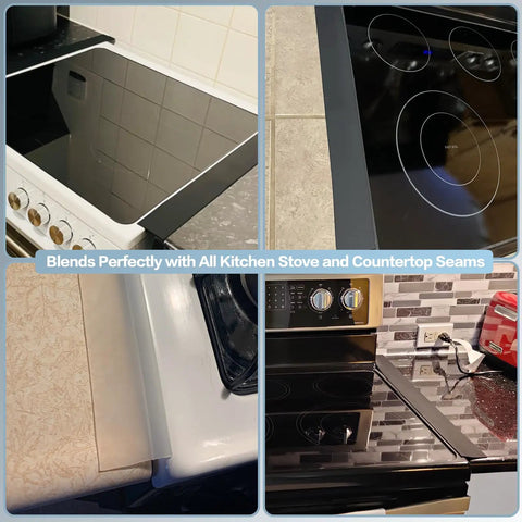 Silicone Stove Gap Cover 2 Pack 25 Inch Heat Resistant Gap Filler Seals Spills Between Counter Stovetop Oven Washer Dryer Anti Static Non Slip Easy To Clean visible between stovetop and counter