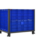 Heavy Duty Collapsible Bulk Container With Easy Access Doors Rock Solid HDPE Storage Tote Built Tough Stackable 600 Pounds Capacity Blue.