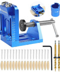 Pocket Hole Jig Kit With Adjustable Drill Guide And Stop Collars, 30 Screws And Plugs, Allen Wrench, Pro Grade Woodworking Joinery