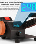 350W Electric Belt Sharpener With Adjustable 90 Degree Angle And Max Speed Of 10000 Rpm with digital display showing voltage.