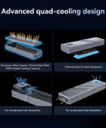 Advanced cooling features of Smooth Operator M2 Nvme Ssd Enclosure with aluminum alloy chassis and built-in fan for optimal heat dissipation.