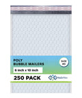 White 6x10 Inch Poly Bubble Mailers With Easy Seal Padded Envelopes Cushioned Bubble Mailer Waterproof, 250 Pack