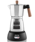 Front view of Electric Moka Pot Espresso Maker For Home Daily Brews 6 Shot Italian Style Coffee Brewer 550W Cordless Detachable Base