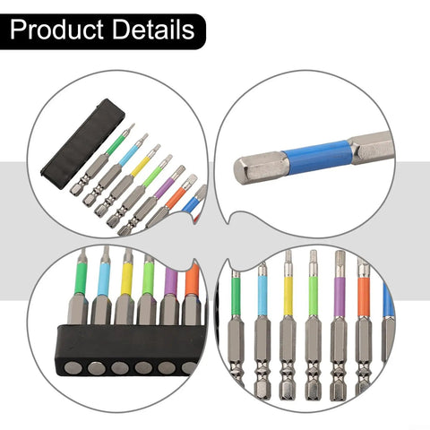 Solid Hex Screwdriver Bits Set With 4 Inch Shank And Color Coded Ferrules For Heavy Duty Drilling Tasks Featuring Magnetic Tips And Durable Alloy Steel Construction In H5 To H8 Sizes. 8pc set in case