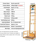 Electric goods lift with 10 metres lifting height and steel frame for warehouse use, part of Smooth Operator Electric Lifting Platform And Wall Mounted Freight Elevator With Wireless Remote That Stops At Any Height Up To Thirty Three Feet For Warehouse Or Garage Grinds.