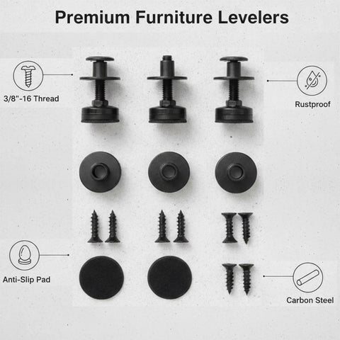 4 Pack Heavy-Duty Furniture Leveling Feet 3/8-16 UNC Thread Adjustable Leg Levelers with screws and felt pads