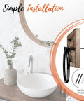 Rustic Farmhouse Towel Holder For Bathroom Wall Mounted Rack With Galvanized Metal Ring next to a white ceramic sink.