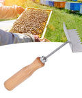 Bee Extractor Shovel For Beehives With Wood Handle Queen Bee Excluder Cleaner Frame Scraper Tool For Beekeeping shown with hive frame