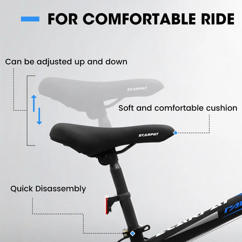 Close-up of saddle adjustment feature on Fat Tire Mountain Bike For Kids 20x4 Inch With Dual Disc Brakes Suspension Fork 7 Speed All Terrain MTB.