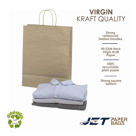 Kraft Paper Bags With Twisted Handles 12.5 By 6.5 By 15.5 Inch Brown Bulk Pack Of 300 For Small Business Merchandise