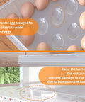 Deviled Egg Containers With Lids, 2 Pack Plastic Egg Trays For Fridge Or Countertop, Holds Up To 48 Eggs, Clear, showing stability features.