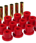 Red polyurethane bushings and metal sleeves for Rear Spring And Shackle Bushings For 67 87 GM Trucks Red Polyurethane One Point Five Inch Bushing Size