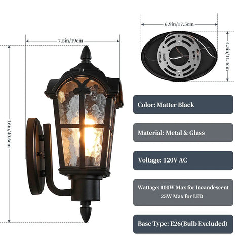Heavy Hitter 16 Inch Large Outdoor Wall Light Fixtures Built Tough Exterior Metal Lantern Sconces with glass details and durable design.