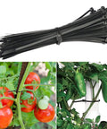 100 Pcs 8 Inch Heavy Duty Zip Ties 40 Lbs Tensile Strength Releasable And Reusable Nylon PA66 Self Lock Cable Ties shown with plants.