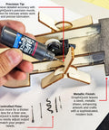 Person using GraphiQuick Liquid Graphite Lubricant And Craft Enhancer With Precision Nozzle for precise detailing and metallic finish.