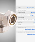 Two Pack 3/4 Inch Elbow Air Fittings Nickel Plated Brass For Shop And Garage, 200 PSI Rating, Compression Style Seals