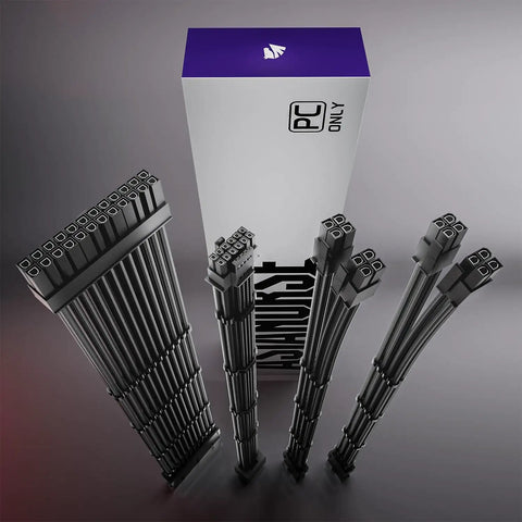 12VHPWR PCIe 5.0 PSU Extension Cable Kit For RTX 50 And 40 Series GPUs, 16AWG cables with packaging, 30cm length