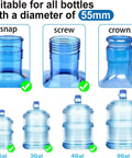 Image showing 3 and 5 gallon water jug cap reusable silicone replacement lids for 55mm standard screw crown tops on different bottles.