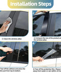 Eight-piece glossy black exterior pillar post molding trim covers for Honda HR‑V door/window pillars (2016–2022).