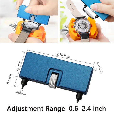 Watch Battery Replacement Kit 4 Piece Set With Case Opener And Back Remover Wrench Holder For Rotating Open Watch Covers