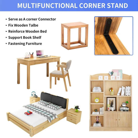 Multifunctional wooden furniture with 20 Pack Heavy Duty L Corner Brackets 5x3 Inch Black Shelf Braces for shelves.