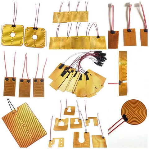Various shapes of Amber Polyimide Kapton Film Non Adhesive 5 Mil Thick 20.5 Inch Wide By 35 Feet Long for electronics applications.