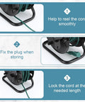 Heavy Duty Extension Cord Reel With Metal Stand Holds 500 Feet Of 6mm Cable Or Hose Open Roller Design Easy Grip Handles