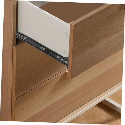 Heavy Duty Under Mount Drawer Slides For Dressers And Cabinets Made From Solid Cold Rolled Steel installed in a wooden dresser.
