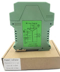 Ultra Slim Signal Isolator DC 24V For PLCs With Analog Output 4 20mA One In One Out Rail Mount Isolated Signal Conditioner on box.