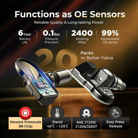 2in1 MX Sensor TPMS Tire Sensor Bulk Pack Of 20 DIY Ready And Programmable With TPMS Tools TS408S TS501 Pro TS508WF MK808S TS