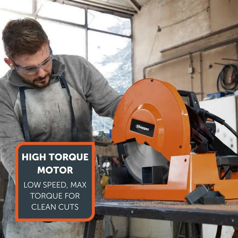 14 Inch Metal Cutting Saw With High Torque Low Speed Motor For Tough Metals, Beast Of A Motor Power, Precision Bevel Cuts, Cast Aluminum Base, Integrated Chip Collection, Ergonomic Handle And Dust Shroud For Clean Smooth Cuts