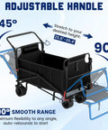 Heavy Duty Folding Wagon 2-In-1 Collapsible Cart For All Terrain showing adjustable handle and conversion to beach chair.