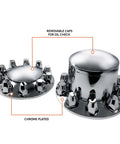 Chrome Front And Rear Wheel Cover Set For Semi Trucks With 33mm Screw On Lug Nut Covers And Install Tool Universal 11 1 Quarter Inch