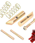 DIY Friendly All In One Lift Jack Repair Kit FK One With Climbing Pins And Springs Cross Pins Shear Bolt And Nut And Jack Lubricant For Quick Rebuilds And Easy Repairs Of Jacks Compatible With Multiple Lift Jack Models Gold Finish components displayed.