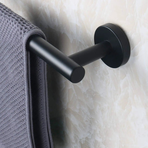 Matte Black 16 Inch Stainless Steel Bath Towel Bar Rack Wall Mounted With 13 Inch Usable Hanging Space, Rustproof 304 Grade Bathroom Organizer