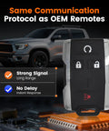 Replacement Key Fob With OBD Remote Start and DIY Keyless Entry for 2015 to 2021 Silverado 1500 Colorado Canyon Sierra Chevy GMC Trucks Easy at Home Programming Save Dealer Fees 1 Set close-up with strong signal text