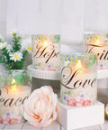 Flameless Real Wax Floral LED Candles With Remote And Timer 4 Pack for home decor, glass covered flickering candles with flowers.