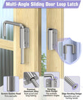Built Tough Multi Angle Sliding Door Loop Lock For Barn Doors And More, U Bolt style installed on a wooden door, silver, aluminum alloy