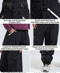 Baggy Snow Pants for Women and Men Insulated Snowboarding Trousers Waterproof Windproof Outdoor Gear Black Loose Fit Ski Pants Details