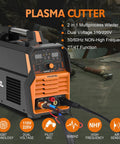 2 In 1 Plasma Cutter And MMA Welder With Large Digital Display 60A Plasma Cut 200A MMA Non High Frequency Non Touch Pilot Arc Dual Voltage 110 220V Ideal For Stainless Steel Aluminum Copper And More For Pros And DIYers with control panel visible