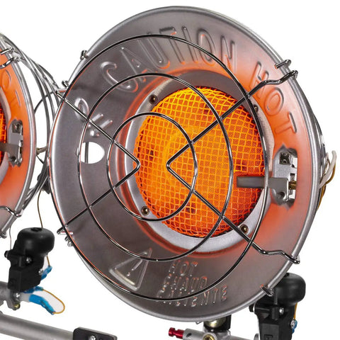 Portable 30,000 BTU Propane Tank Top Heater With Infrared Dual Burners, Safety Shut-Off Valve, And Tip-Over Switch