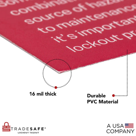 Close-up of HazCom GHS Safety Poster For OSHA Compliance, showing 16 mil thick tear-resistant waterproof PVC vinyl material.